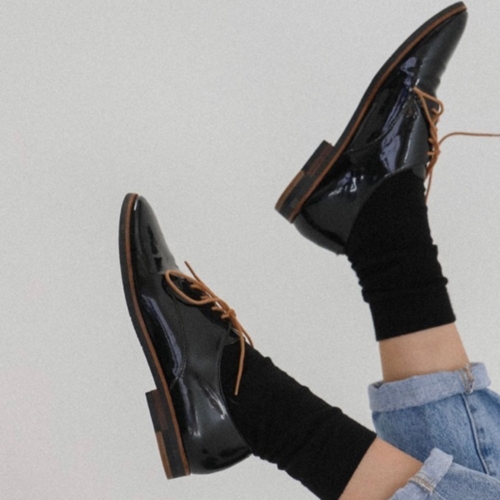 Karl Lagerfeld “IVA” Patent Leather Lace Up Loafers